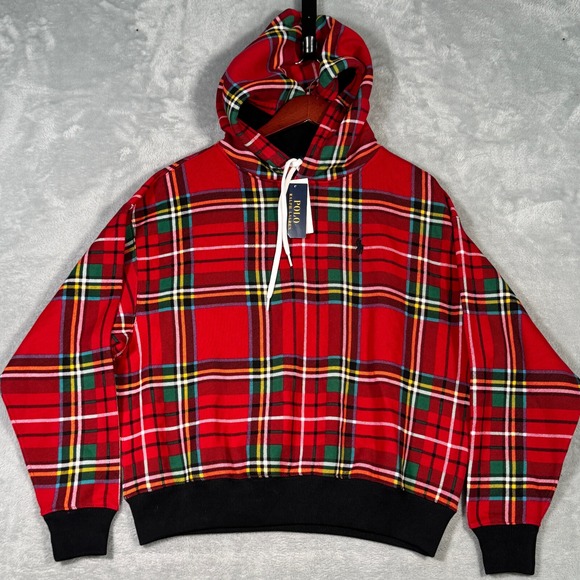 Polo Ralph Lauren Tops - Polo Ralph Lauren Hoodie Womens S Red Plaid Tartan Fleece Pullover